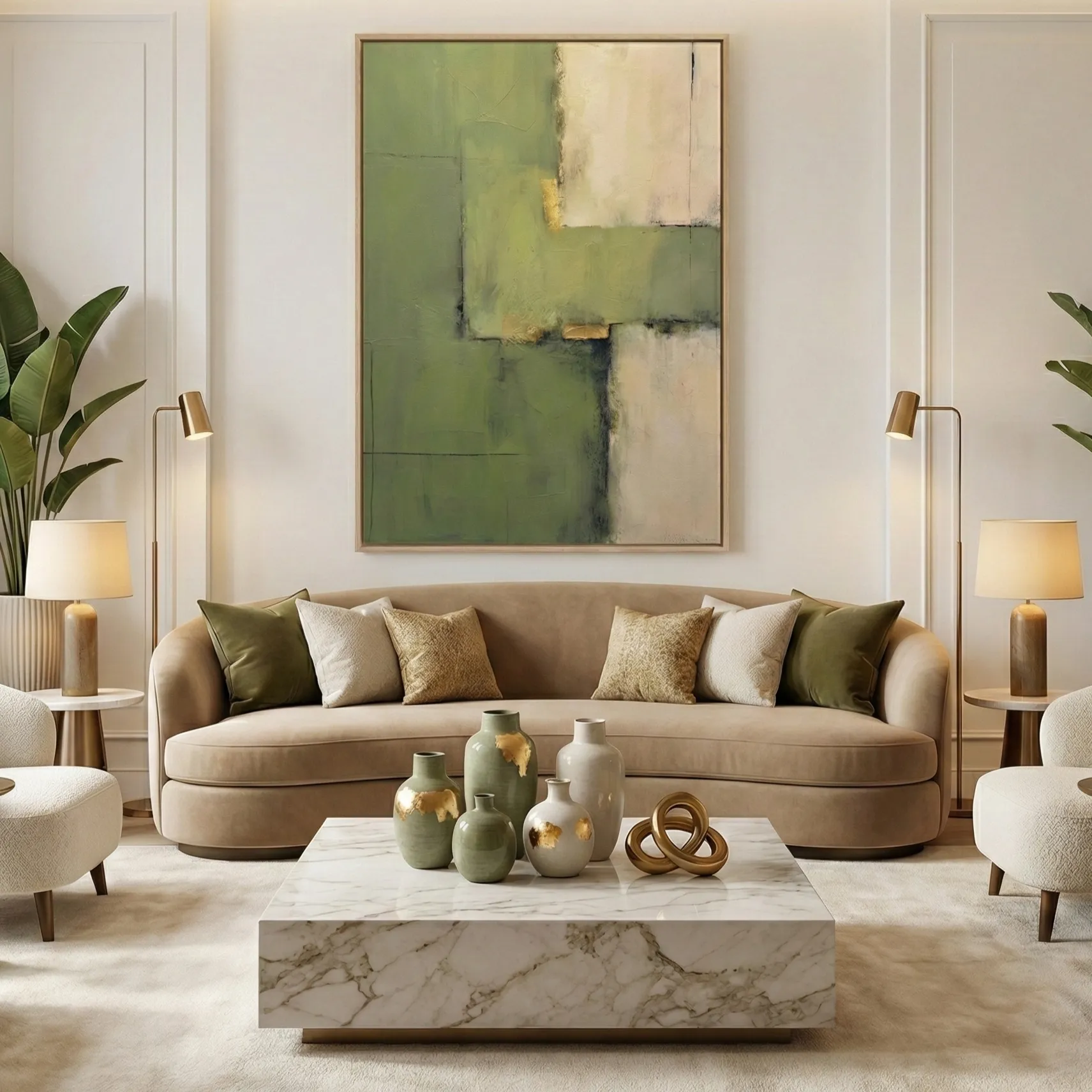 Moss & Gold Geometry Textured geometric green and gold abstract wall art (2) Moss & Gold Geometry Textured geometric green and gold Abstract wall art - Image 1