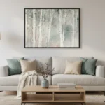 Nordic Birch Whisper Muted forest texture canvas abstract wall art