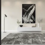 Oceanic Contrast Graphic whale leaping silhouette abstract wall decor - Image 3