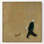 Ochre Companions Textured painting of walker and dog Textured wall decor - Image 2