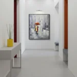 Parisian Rain Walk Textured oil palette style Colorful wall decor