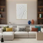 Pure Tides Vertical white relief strokes Minimal wall decor