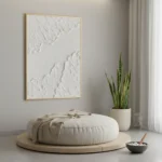 Pure Tides Vertical white relief strokes Minimal wall decor - Image 3