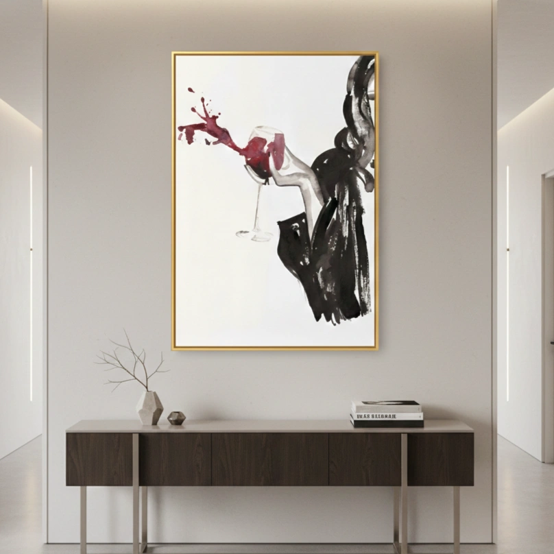 Sanguine Pour Study Fluid black and red minimal wall decor (1.5) Sanguine Pour Study Fluid black and red minimal wall decor - Image 1