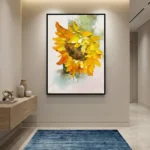 Sculpted Sunflower Petals Heavy impasto palette knife flower textured wall art
