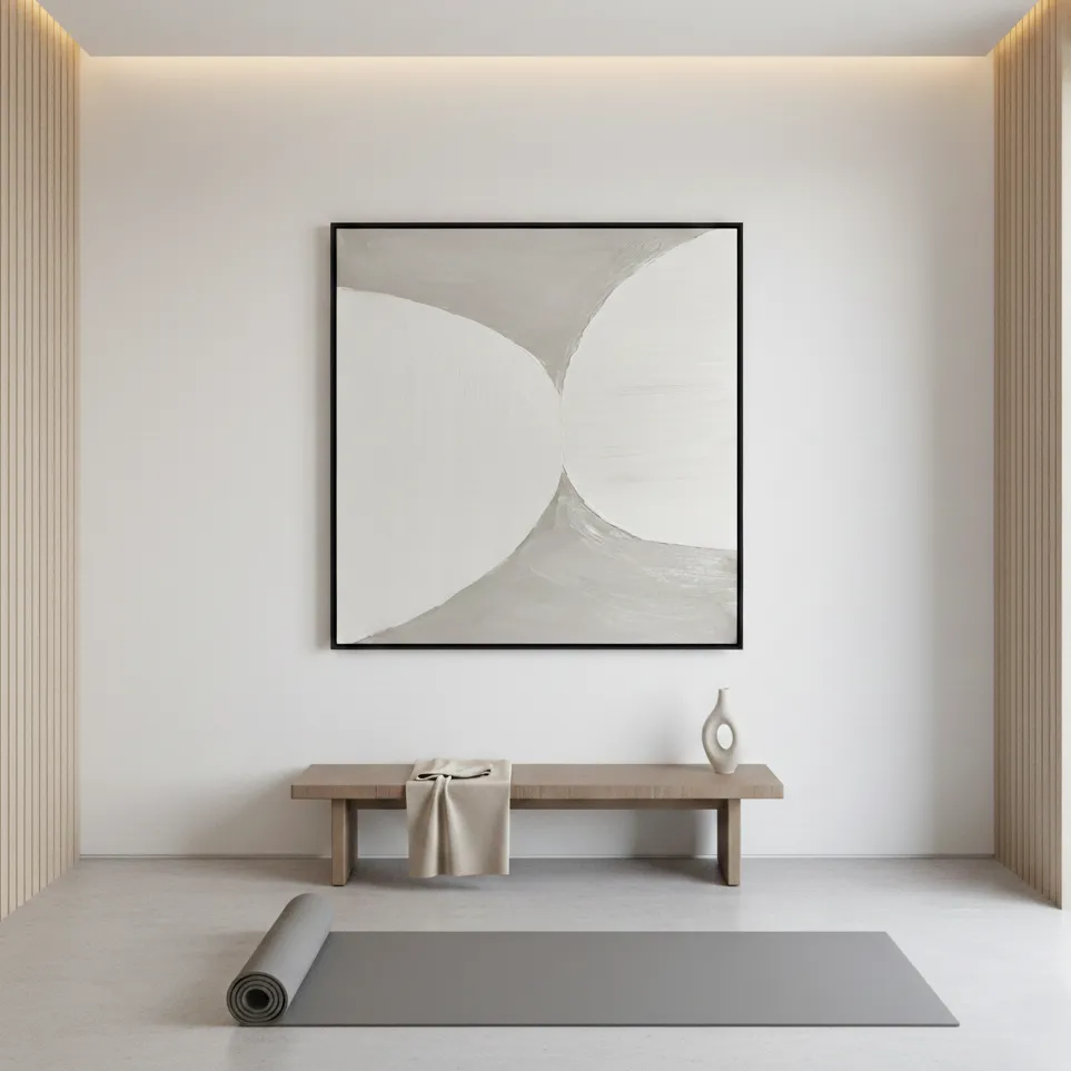 Serene Convergence Soft overlapping cream shapes Contemporary minimal art (1.5) Serene Convergence Soft overlapping cream shapes Contemporary minimal art - Image 1
