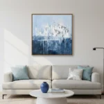 Silver Rain Metallic accents on blue Abstract wall decor - Image 4