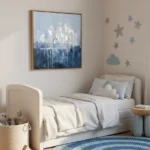 Silver Rain Metallic accents on blue Abstract wall decor - Image 5