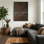 Somber Terrain Dark, rugged, atmospheric abstract piece abstract art wall decor - Image 3