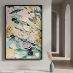 Sunlit Petal Path Vibrant yellow and teal Abstract wall decor - Image 3