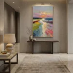 Sunset Pastels Textured pink yellow and blue hues textured wall art - Image 4