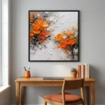 Sunset Petal Texture Thick orange and white paint textured art wall art - Image 5