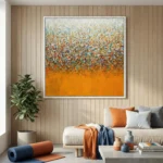 Sunset Splash Abstract orange and cool tones pollock wall art