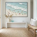 Textured Ocean Shores Thick impasto beach scene painting textured art wall decor - Image 4