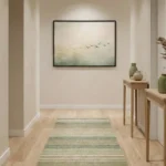 Verdant Journey Birds flying over green mist Wabi Sabi wall art - Image 4