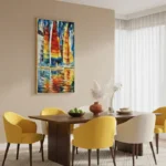 Vibrant Regatta Impressionistic Sailboat Scene color art - Image 4