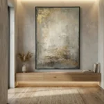 Whispering Opulence Neutral tones with metallic accents Wabi Sabi wall art - Image 3