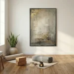 Whispering Opulence Neutral tones with metallic accents Wabi Sabi wall art - Image 4