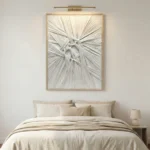 White Radiance Sculptural radiating textile piece fabric wall art - Image 4