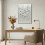 White Radiance Sculptural radiating textile piece fabric wall art - Image 5