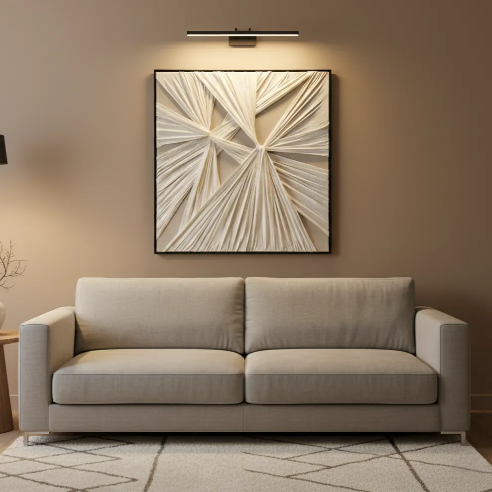 Architectural Weave geometric gathered textile art fabric wall art (1.5) Textured abstract hand-painted canvas with radiating cream and taupe striations creating dimensional movement, contemporary living space