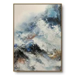 Storm Passage textured wall art shown framed on the wall in a styled interior