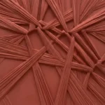 Gestural abstract hand-painted canvas with interwoven brushstrokes in warm terracotta and rust tones