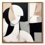 Ethereal Form Neutral Geometric Shapes and Gold Frame Wabi Sabi wall art