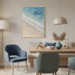Overhead Tide textured wall art shown framed on the wall in a styled interior