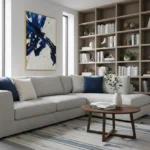Kinetic Cross textured wall art shown framed on the wall in a styled interior