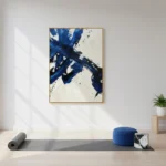 Kinetic Cross textured wall art shown framed on the wall in a styled interior