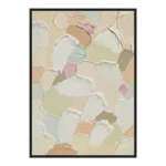 Gestural abstract hand-painted canvas in layered cream, blush, and sage tones with expressive brushwork