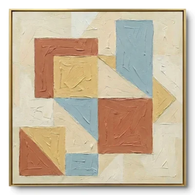 Architectural Calm – Minimal Impasto Geometric Wall Decor
