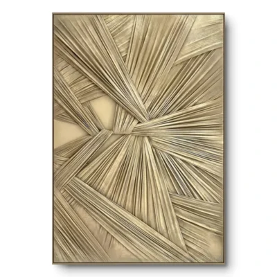 Champagne Radiance Textured metallic draped cloth fabric wall art