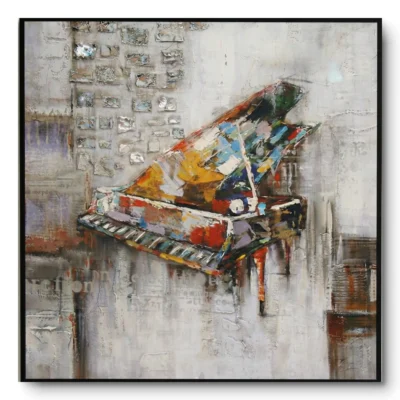 Concrete Concerto Heavily textured mixed media piano textured wall art