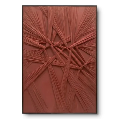 Crimson Weaver Textured interlaced fabric strands fabric wall art