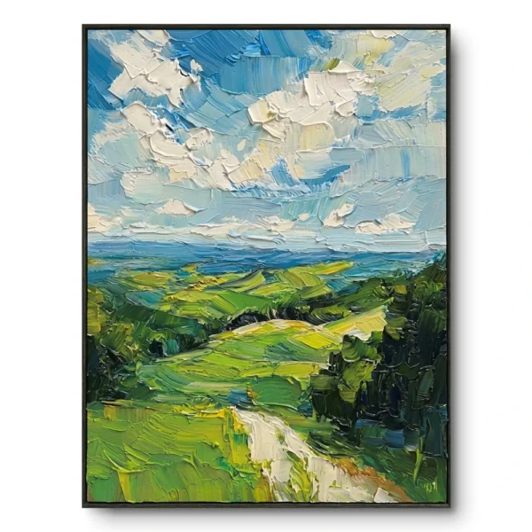 Emerald Horizon Vista – Luxury Abstract Landscape Wall Art