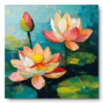 Ethereal Water Lotus – Textured Abstract Botanical Artwork