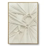 Gathered Luxe Sculptural white pleated cloth fabric wall art