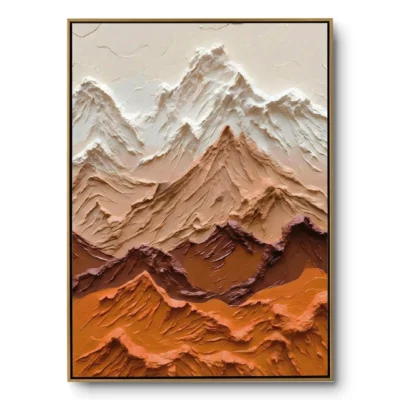 Golden Earth Horizon White to orange ombre relief art Color art wall art