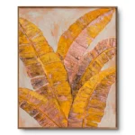 Golden Foliage Abstract – Textured ochre botanical print – Yellow Wall Art