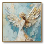 Impasto Winged Serenity Blue and white palette knife art Color wall art