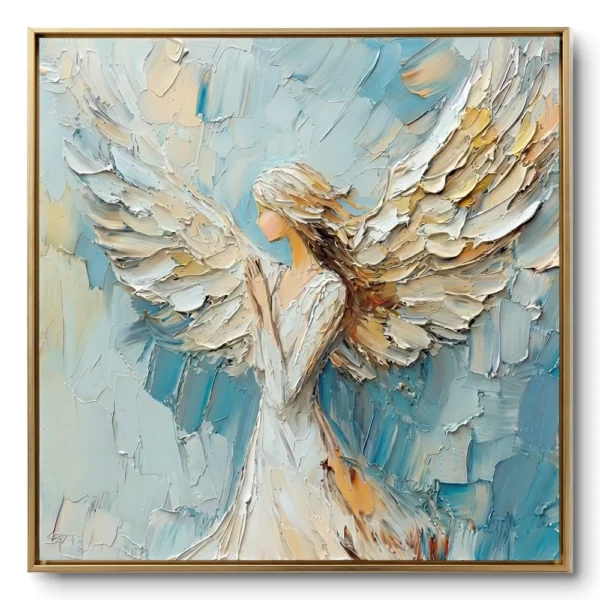 Impasto Winged Serenity Blue and white palette knife art Color wall art
