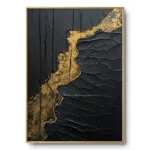 Molten Vein Black impasto with gold river. abstract art
