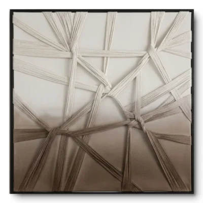 Neutral Connections Textured cord geometric overlay fabric wall art