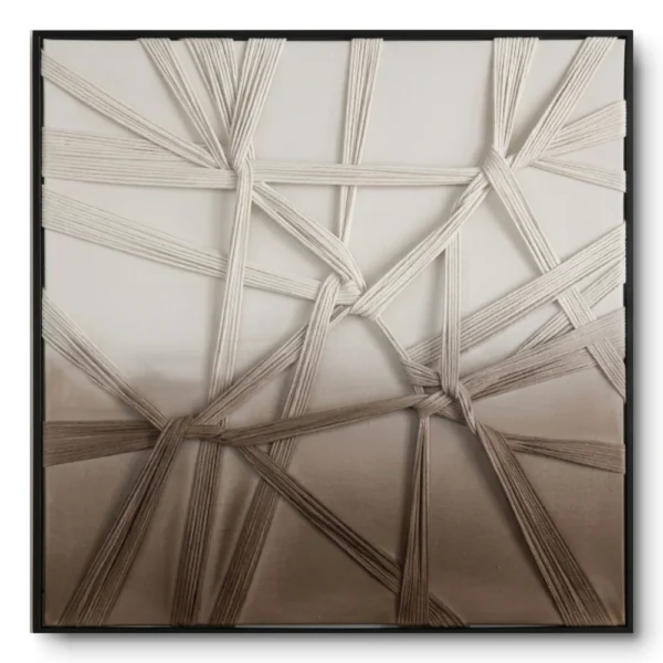 Neutral Connections Textured cord geometric overlay fabric wall art