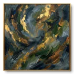 Nocturnal Gold & Emerald Abstract Print