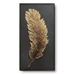 Noir Aurelia Embossed golden feather relief Abstract wall art