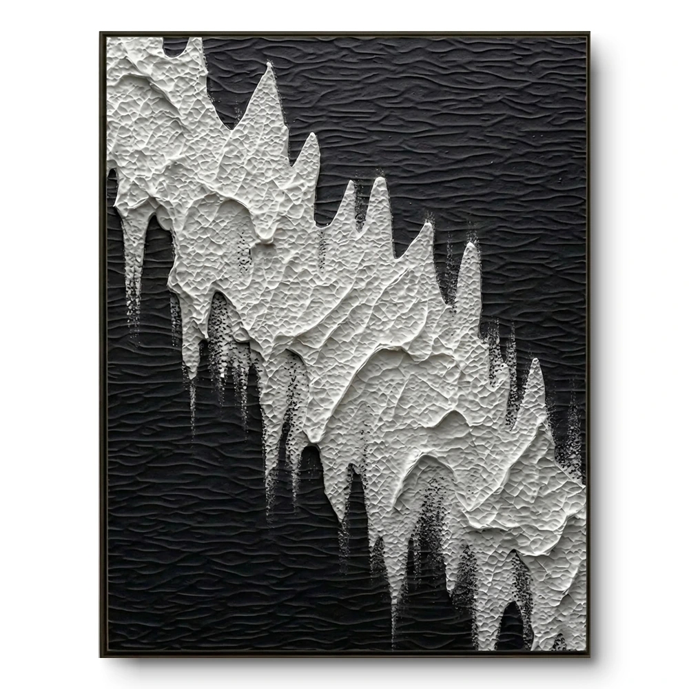 Obsidian Peaks Sculptural white on black Contemporary minimal art