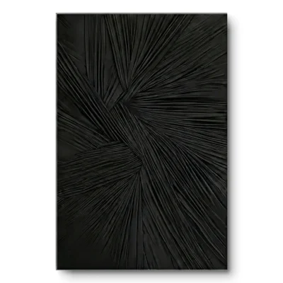 Onyx Waves Black radiating textile piece Fabric wall art
